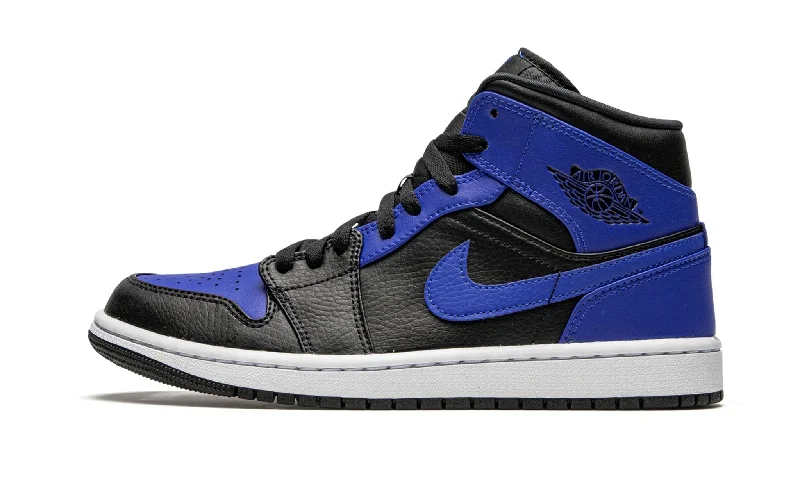 Air Jordan 1 Mid Black Royal Tumbled Leather