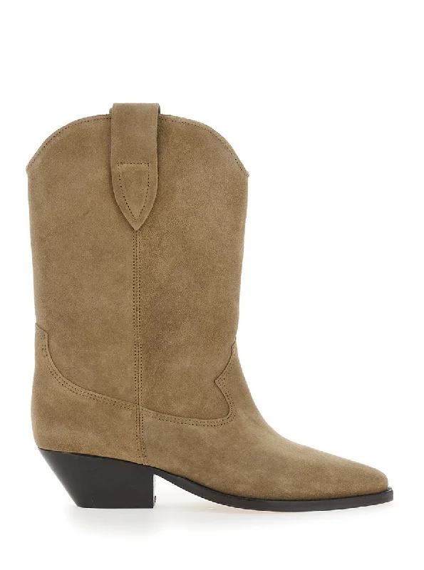 'Duerto' Beige Western Style Boots In Suede Woman Isabel Marant