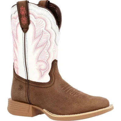 DURANGO LIL REBEL PRO LITTLE KID'S TRAIL BROWN AND WHITE WESTERN BOOT STYLE DBT0242C