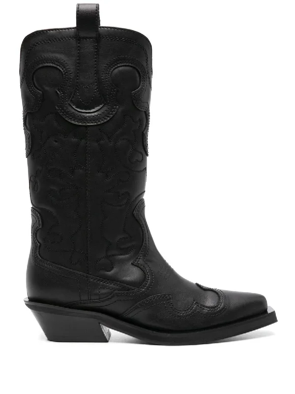 Ganni Embroidered Western Boots