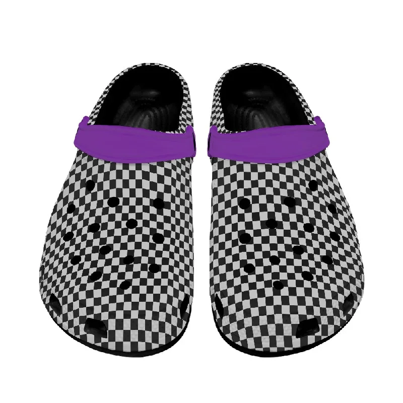 Checkerboard Charm Women's Clogs Style Black Sole