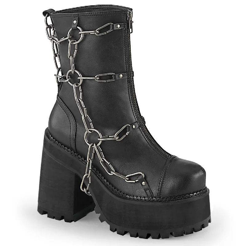 Assault 66 Chain Platform Ankle Boots  - Demonia Direct