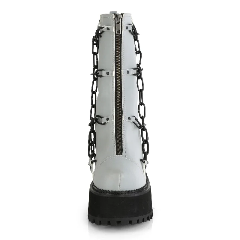 Assault 66 Chain Platform Ankle Boots Reflective  - Demonia Direct