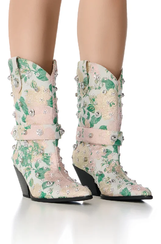 AZALEA WANG BROCADE BLUSH WESTERN BOOTIE