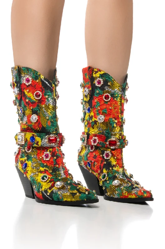 AZALEA WANG BROCADE MULTI WESTERN BOOTIE