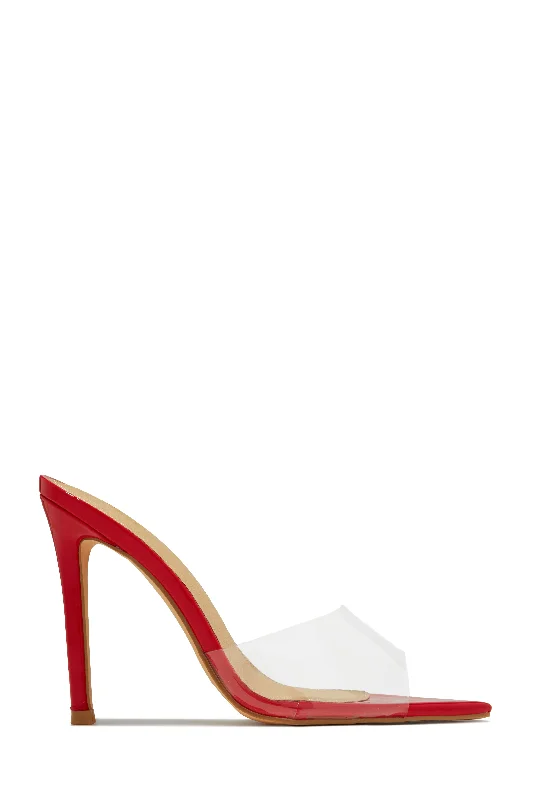 Beauty Blogger Clear Strap Heel Mules - Red