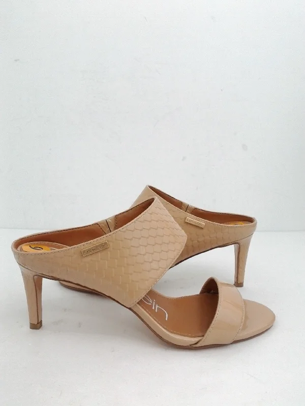 Calvin Klein Women's Cecily Nude Patent Leather Mules Size 6 M