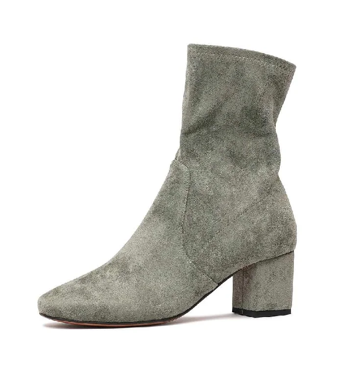 Careful Khaki Suede Ankle Boots