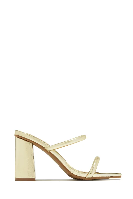 Jenna Block Heel Mules - Gold