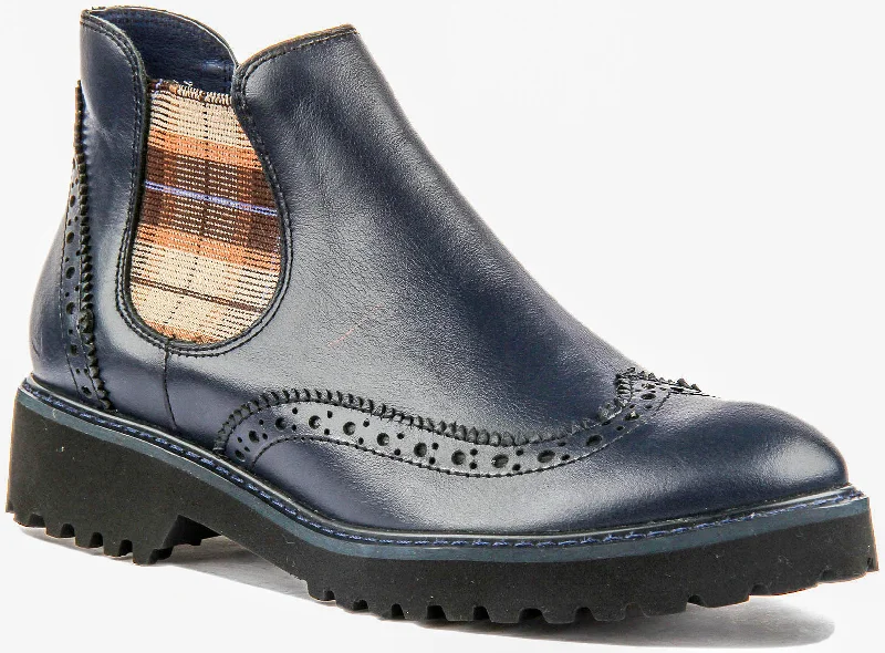 Harriet Leather Chelsea Boot In Navy