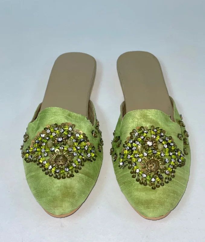 Lime Beaded Flats