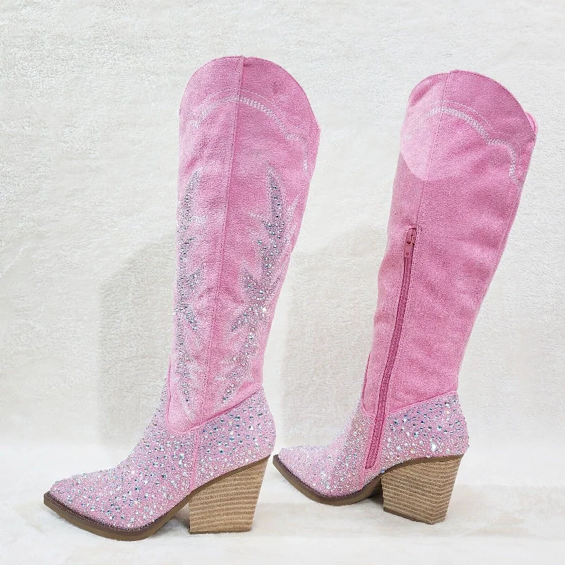 Murrey Bubble Gum Pink With Rhinestones Glamour Western Cowgirl Boots