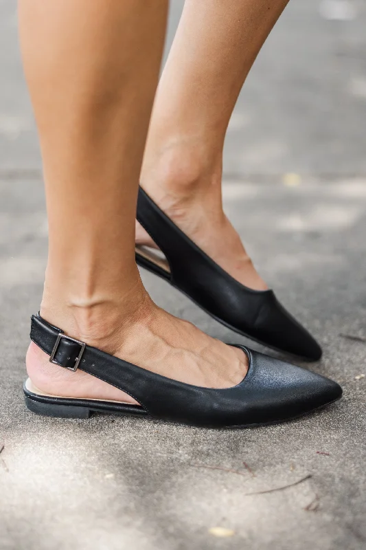 News To Me Black Slingback Flats