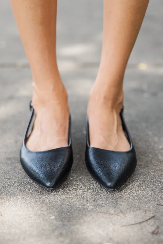 News To Me Black Slingback Flats