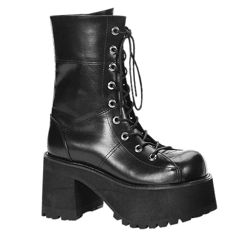 Ranger 301 Black Vegan Leather Boots 6-12  - Demonia Direct