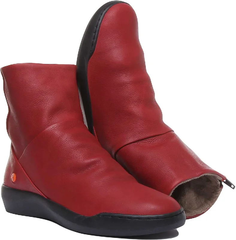 Softinos Bler550 Soft Ankle Boots In Red For Women