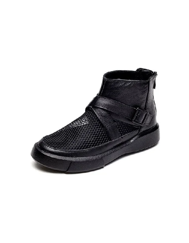 Summer Mesh Retro Leather Ankle Boots 35-43