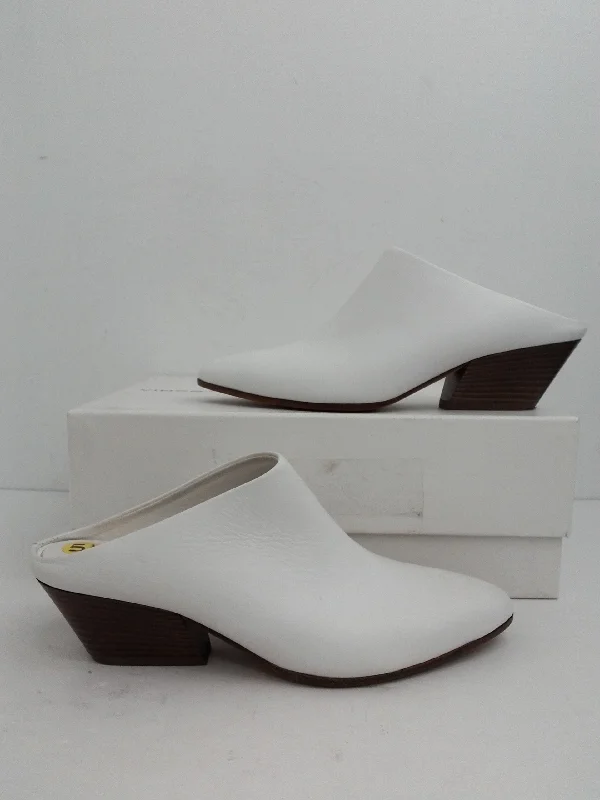 Vince Women's Vigo Optic White Leather Mule Size 5.5 M