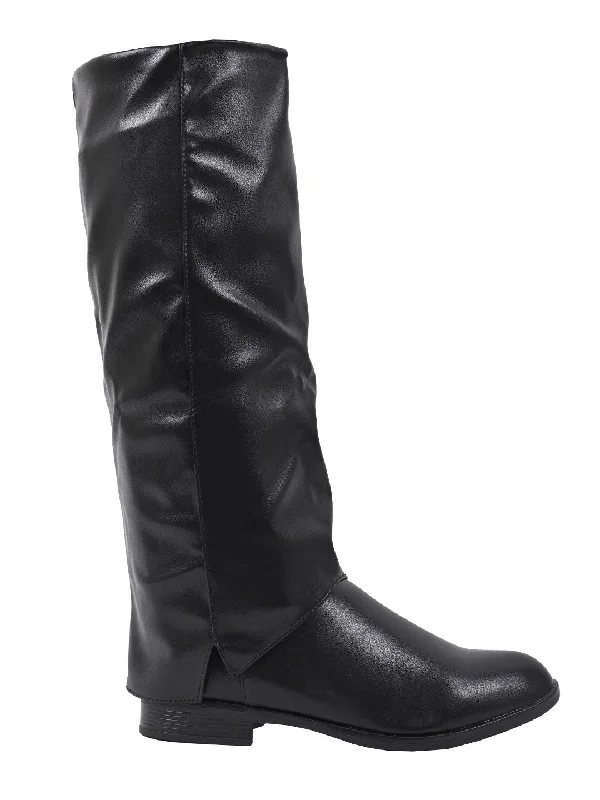 Women Black Solid High-Top Boots