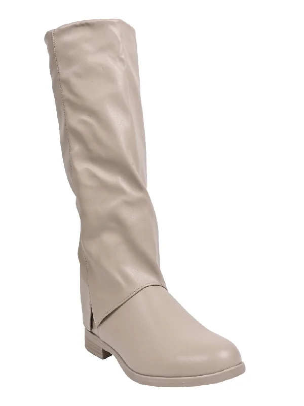 Women Khaki Solid High-Top Boots