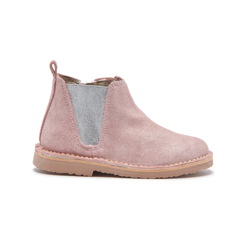 Sparkly Suede Chelsea Boots in Rose