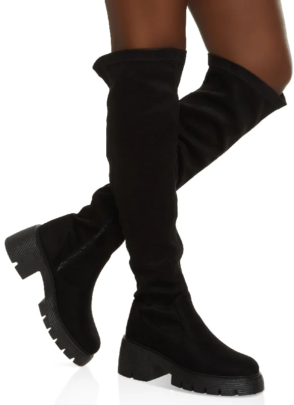 Lug Sole Knee High Platform Boots