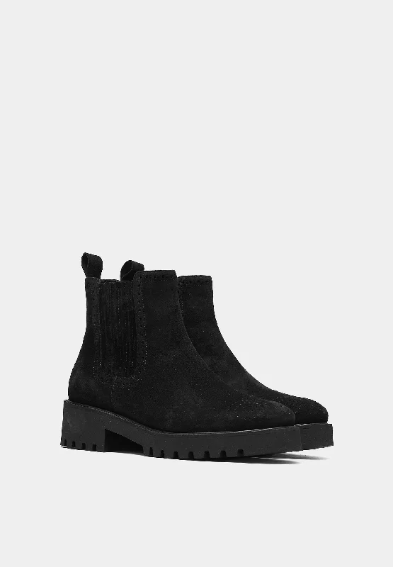 Brogue 108 Chelsea Boot Black Amalfi Suede