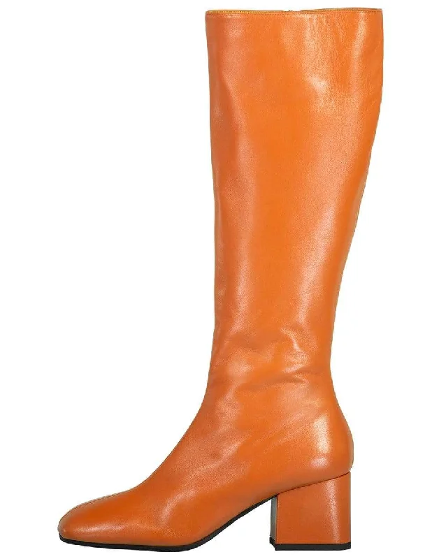 Cinnamon Exposed Zipper Knee High Boot