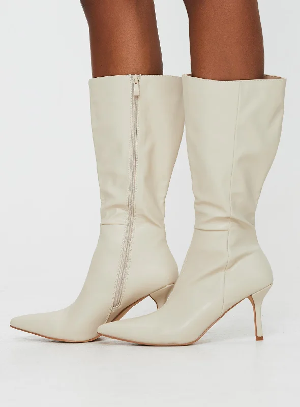 Elodiee Knee High Boots Cream