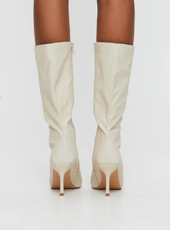 Elodiee Knee High Boots Cream