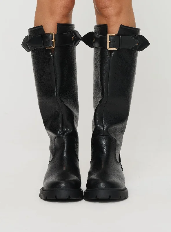 Ethyl Knee High Boots Black