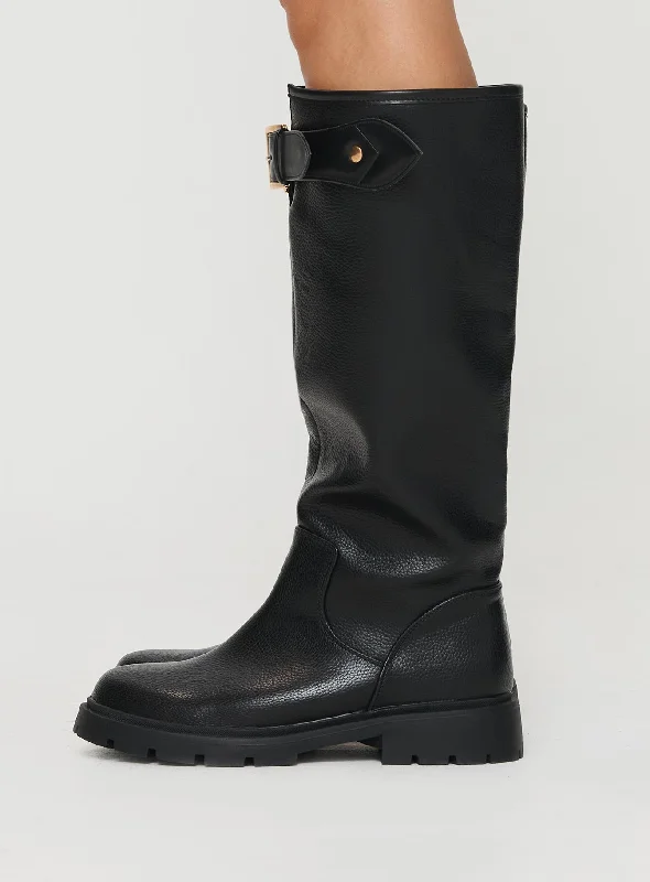 Ethyl Knee High Boots Black