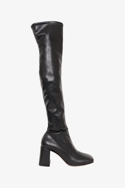 Gianvito Rossi Black Leather Lyon Knee High Boots size 35