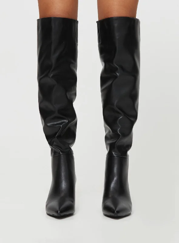 Ledlin Knee High Boots Black