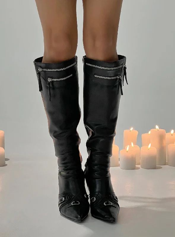 Regal Knee High Boots Black