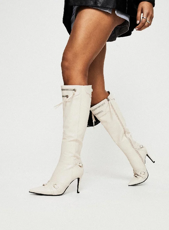 Regal Knee High Boots Bone