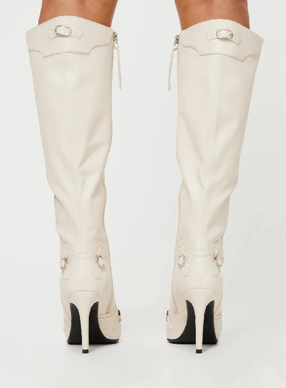 Regal Knee High Boots Bone