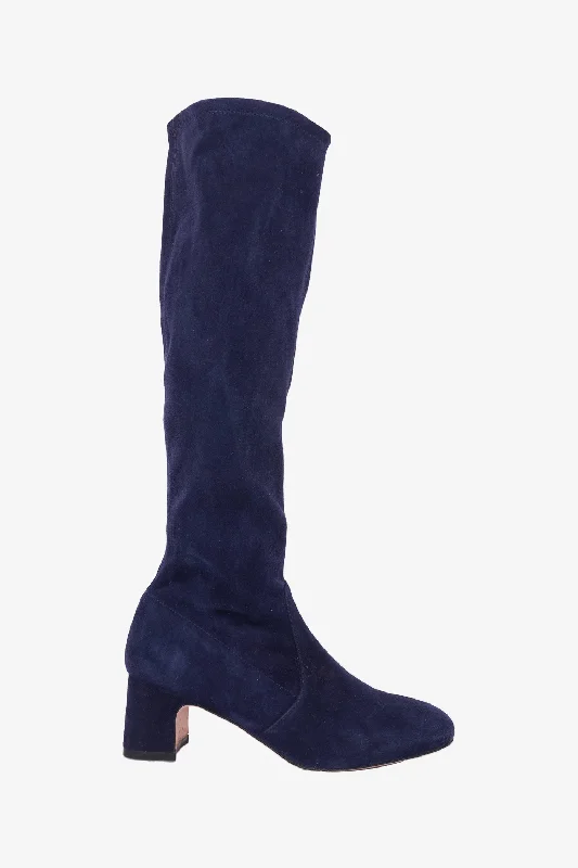 Stuart Weitzman Navy Suede Knee High Boots Size 5