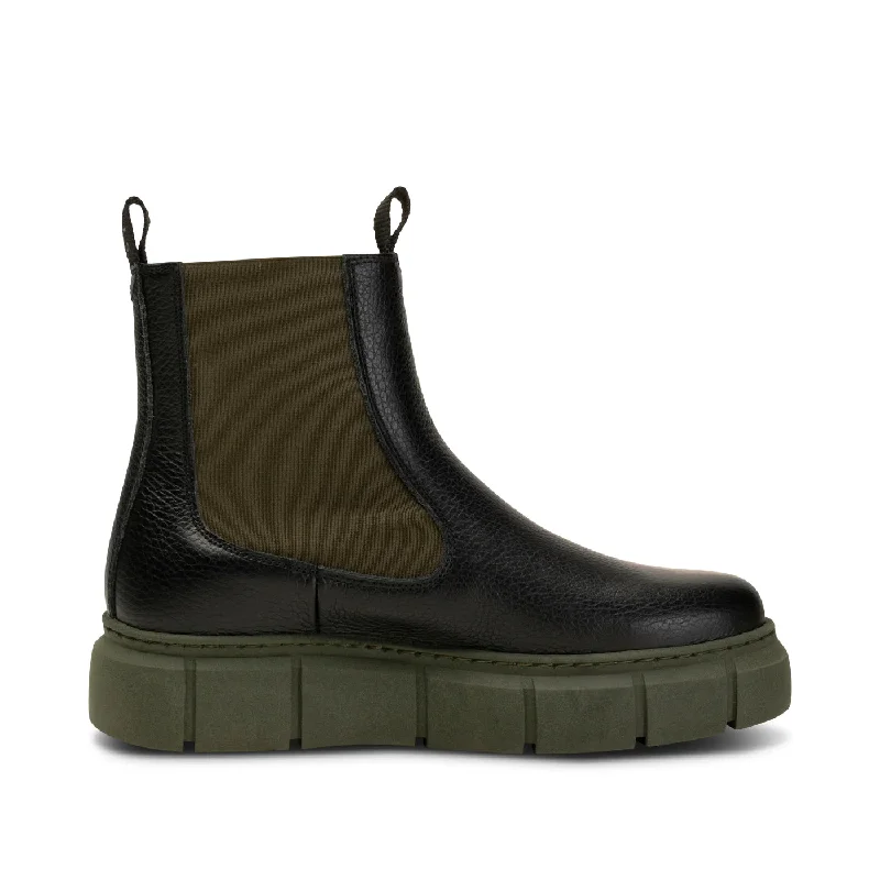 Tove Chelsea Boot (Black + Khaki)