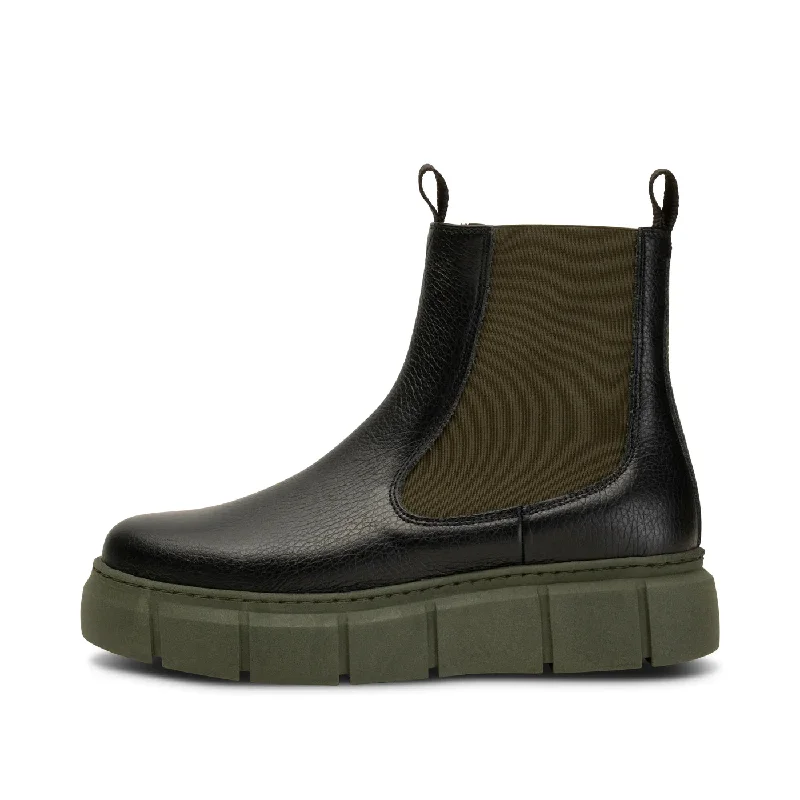 Tove Chelsea Boot (Black + Khaki)