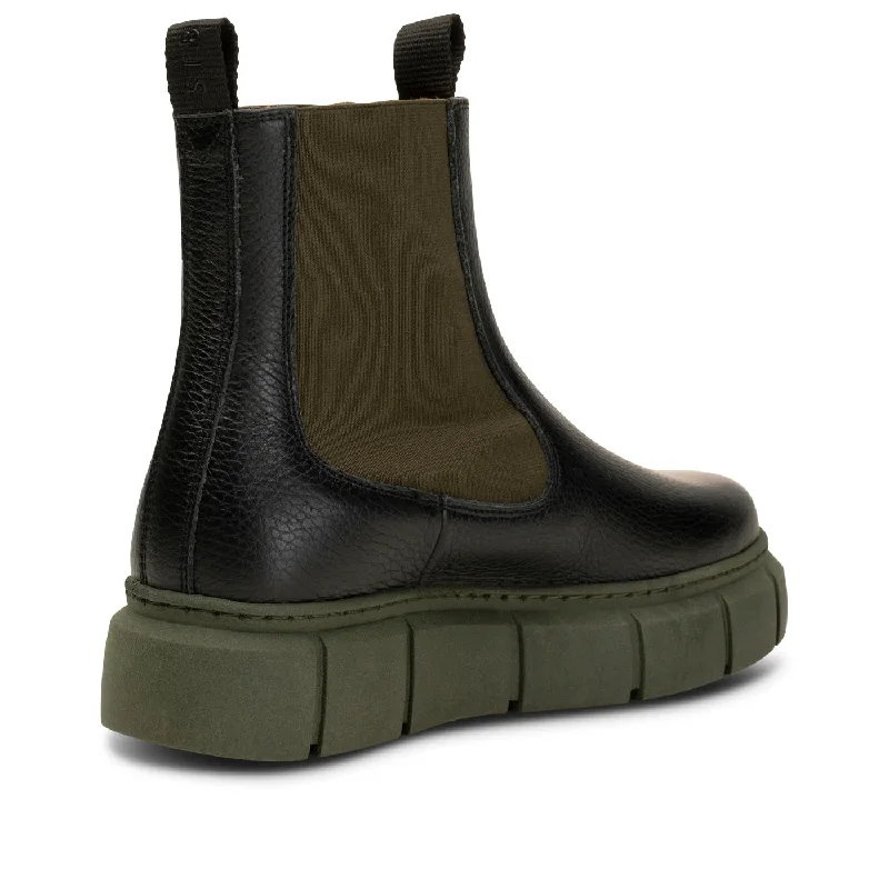 Tove Chelsea Boot (Black + Khaki)