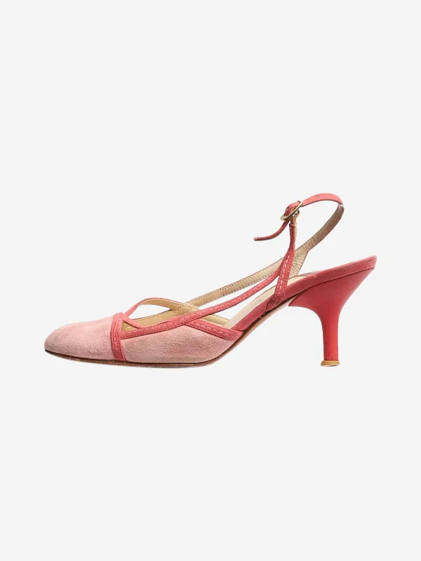 Chanel Pink suede slingback heels - size EU 36