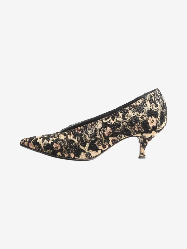 Black floral jacquard pumps - size EU 36