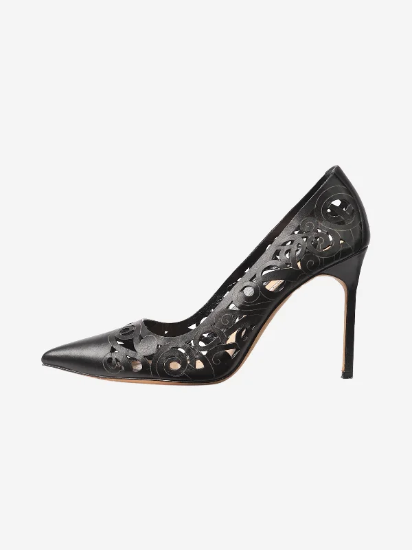 Black leather cutout heels - size EU 40 (UK 7)