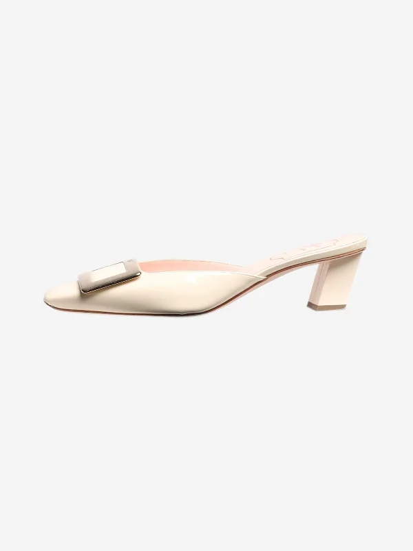 Cream patent mules - size EU 37