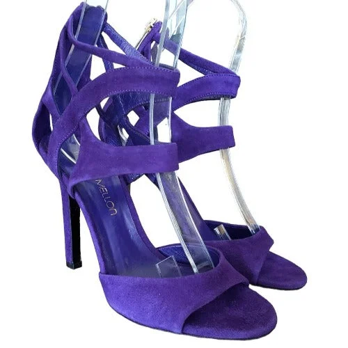 TAMARA MELLON Fatale Purple Suede Strappy Open Toe Caged Sandals, Size 36