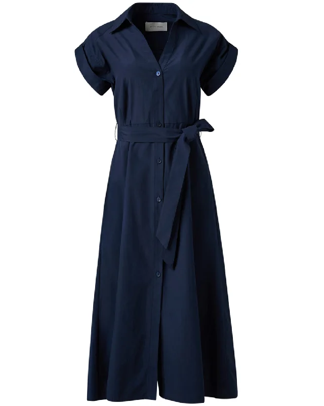 Navy Belted Fia Dress