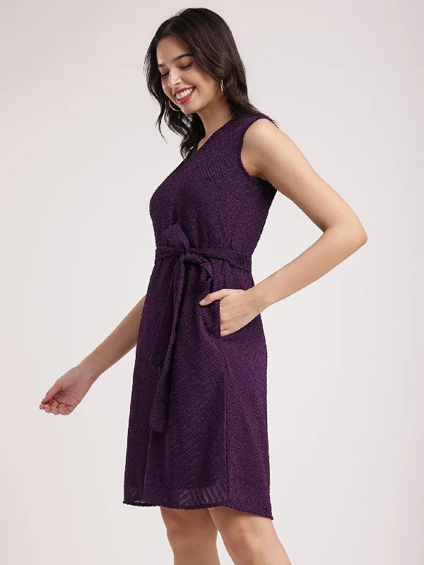 Fit And Flare Dress - Purple