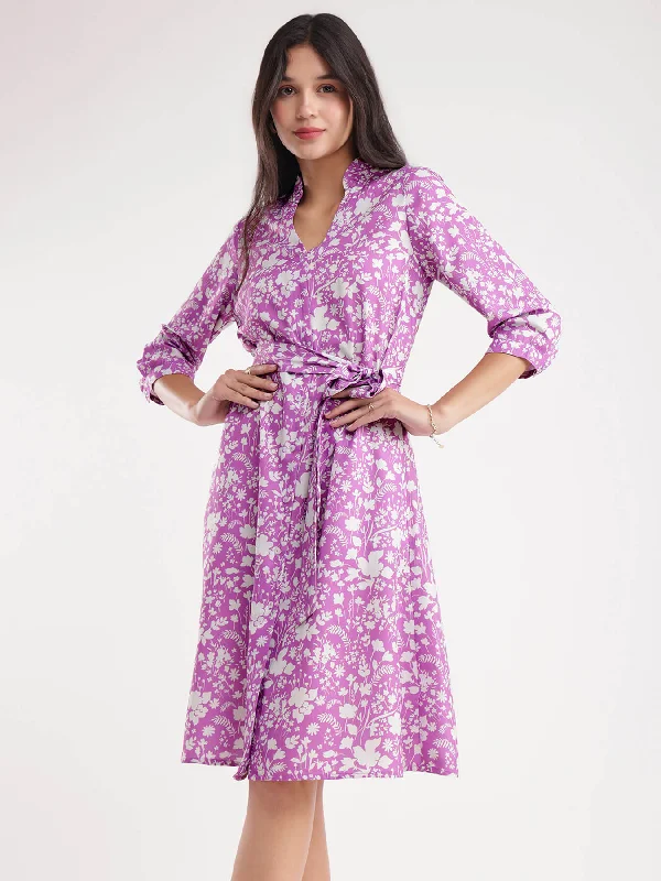 Floral Print Dress - Lilac