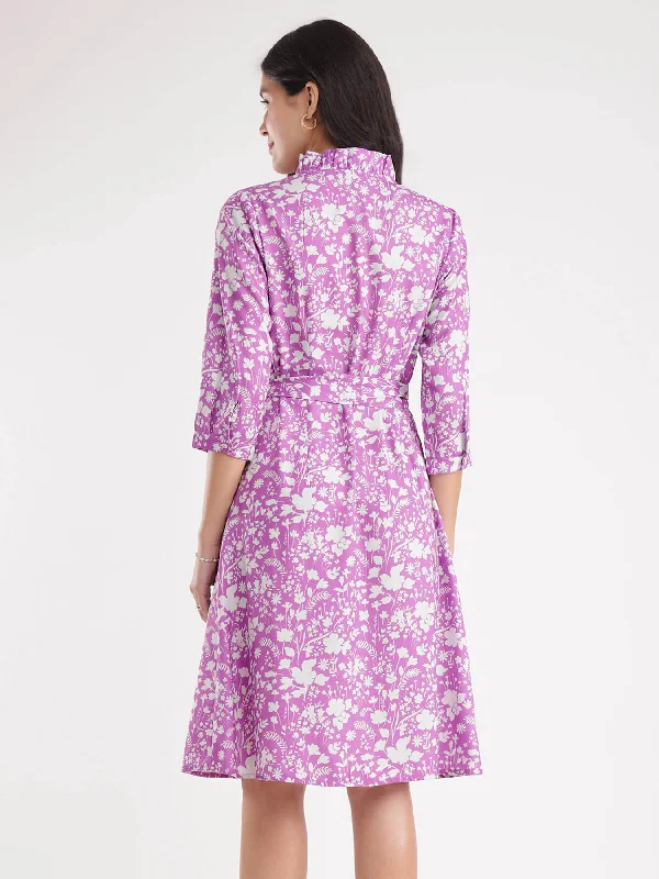 Floral Print Dress - Lilac